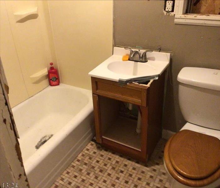 Bathroom cleaned and free of broken items.